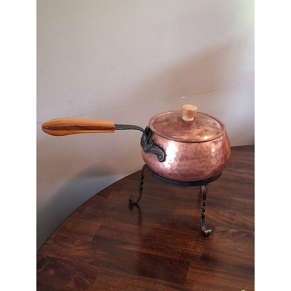 Other - Vintage Stockli-Netstal Swiss Made Hammered Copper Fondue Pot W/ Stand.
